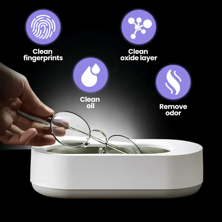 Portable Ultrasonic Cleaner for Glasses,Brush, Jewelry & Watches with 360° Deep Clean