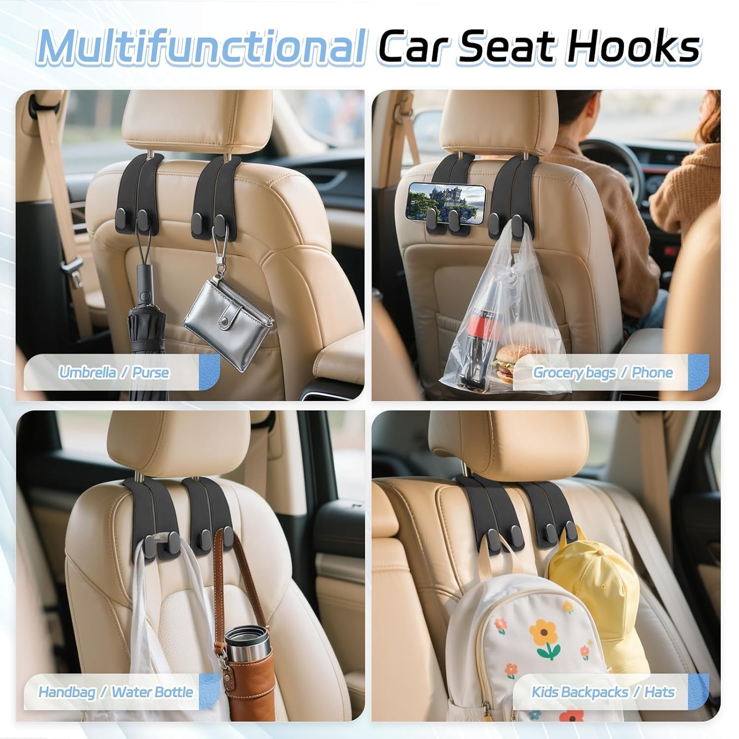 Premium Leather Car Seat Hooks: The Ultimate Stylish Car Organizer
