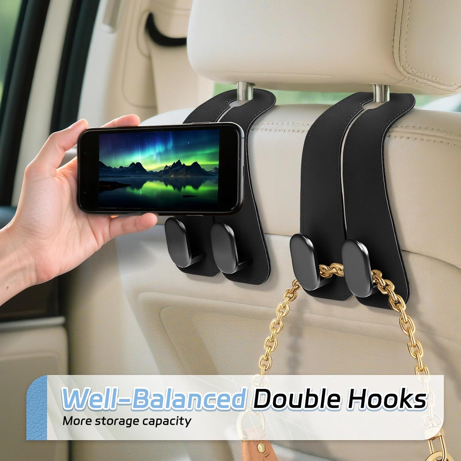Premium Leather Car Seat Hooks: The Ultimate Stylish Car Organizer