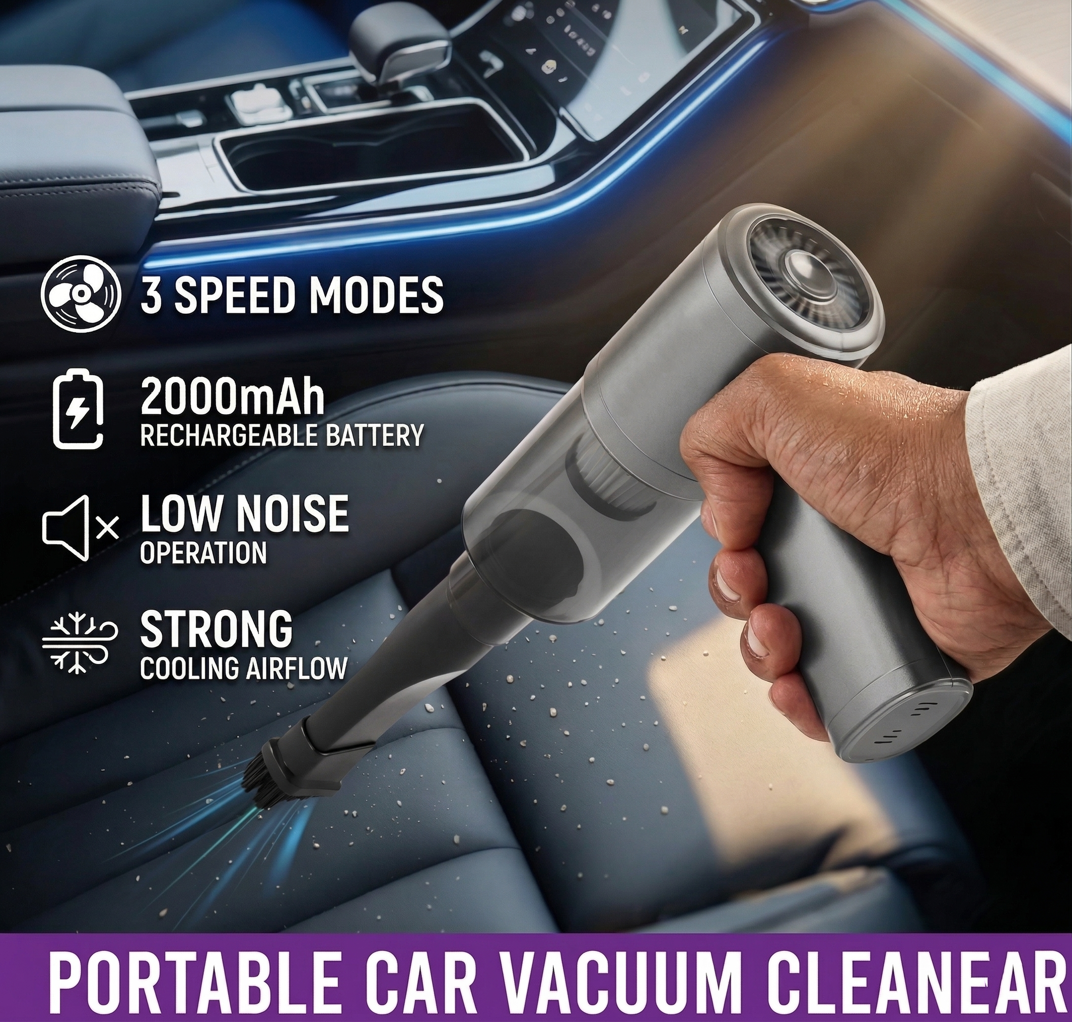 Powerful compact wireless handheld 3 in 1 vacuum cleaner | Can be used in Home & Car