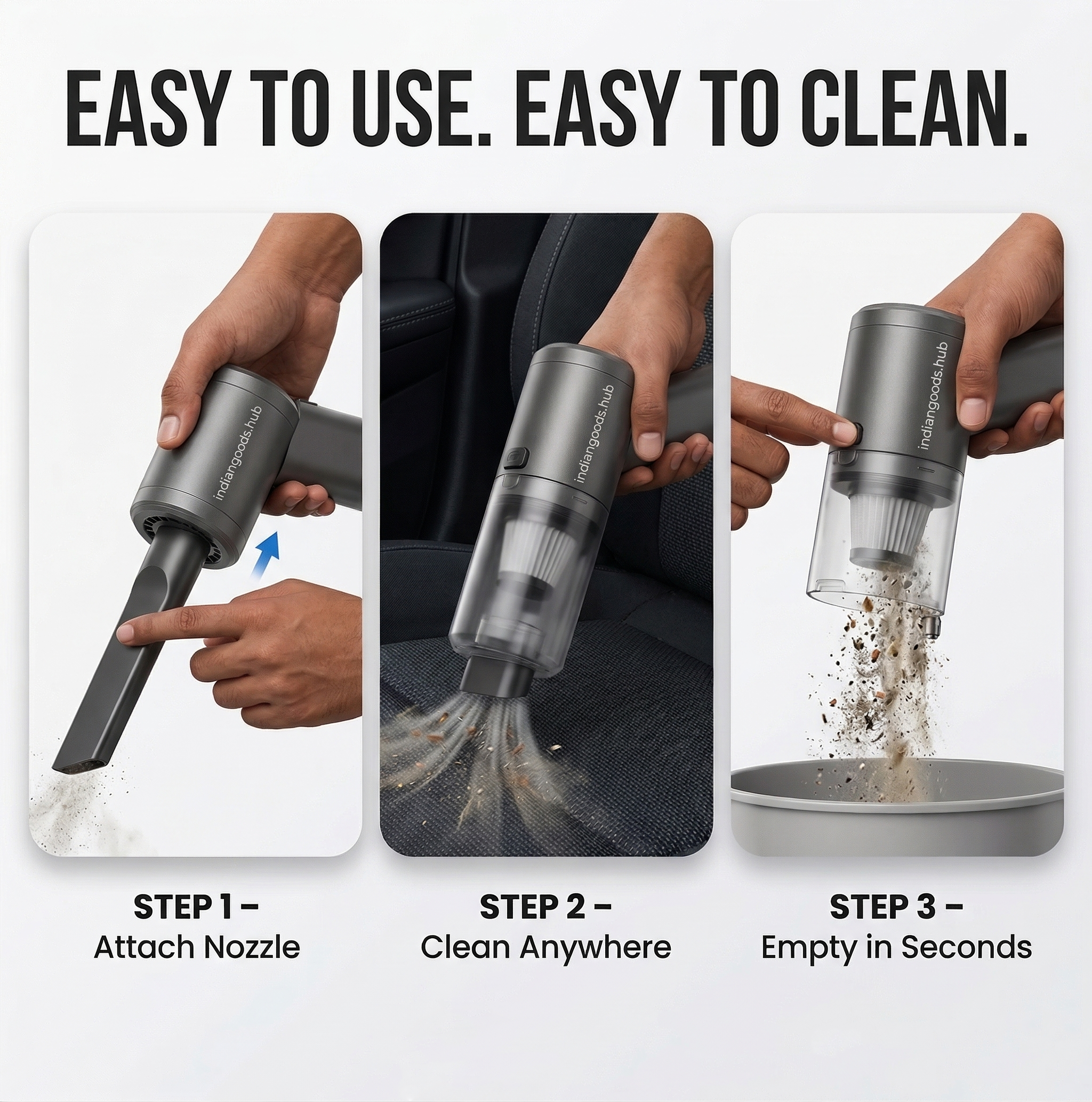 Powerful compact wireless handheld 3 in 1 vacuum cleaner | Can be used in Home & Car