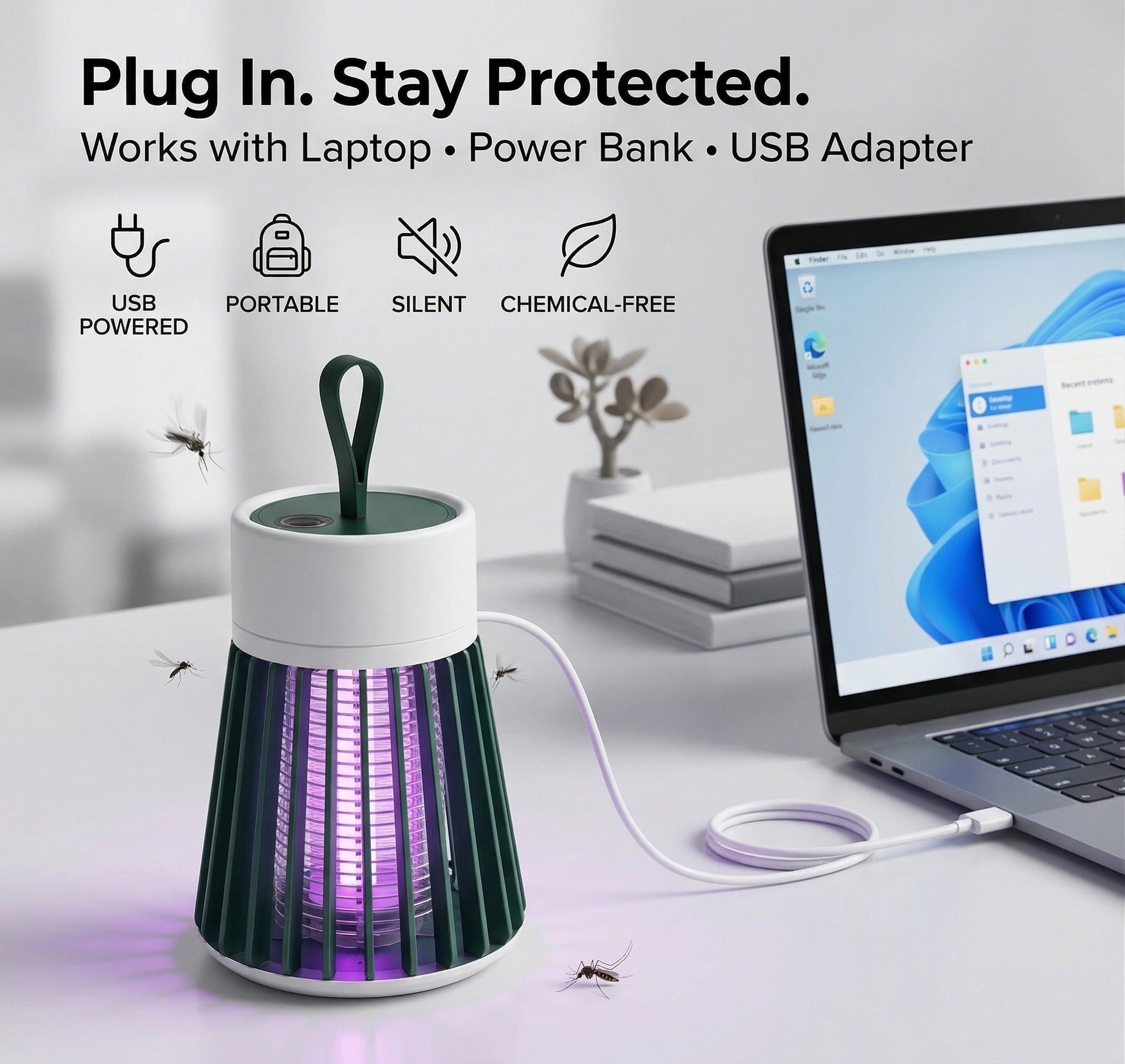 Electric UV Mosquito Killer Lamp with UV Suction Trap for safe Bedroom & Indoors