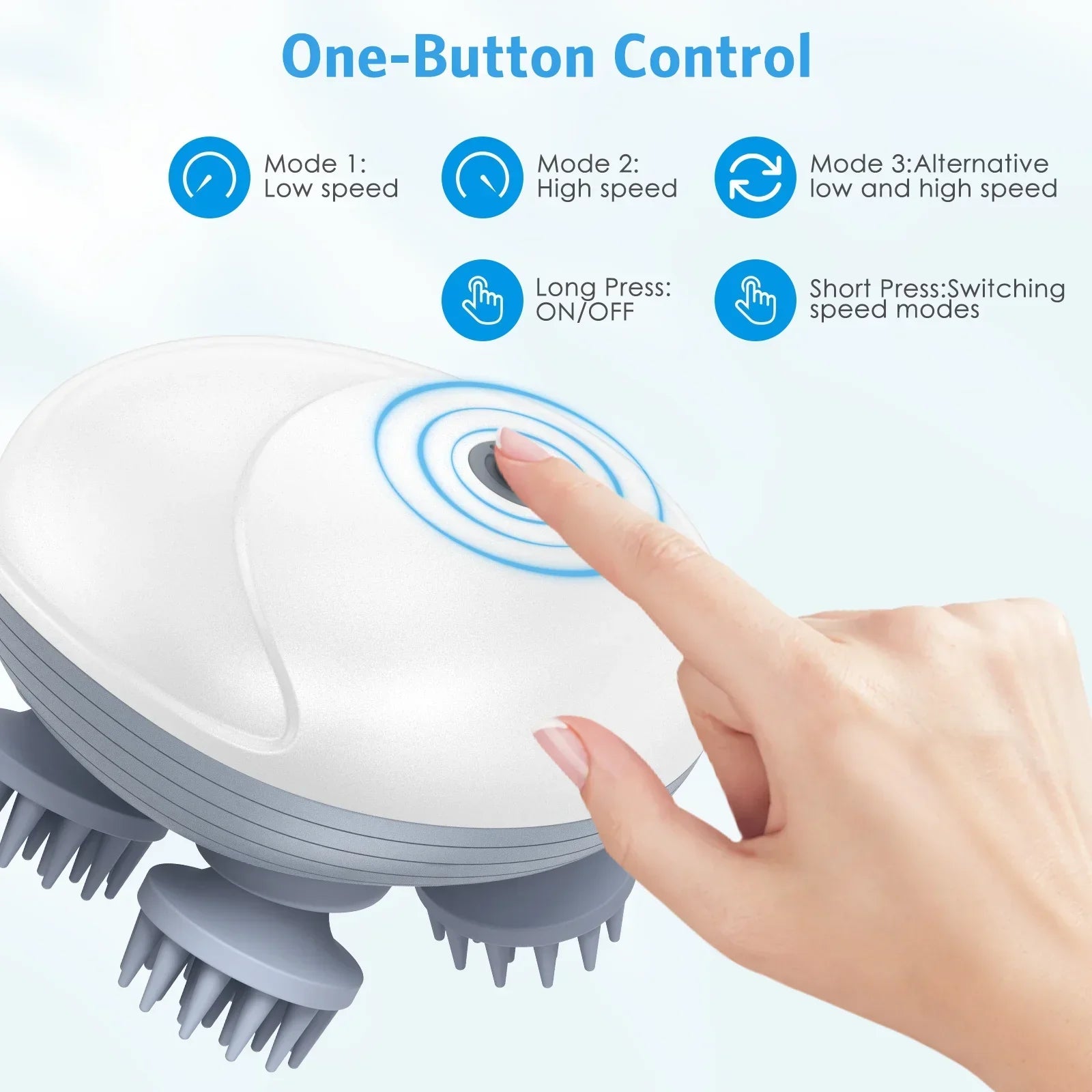 Rechargeable Scalp & Head Massager – Improve Blood Flow, Reduce Stress & Headaches Naturally, Promote Sleep & Hair Growth | 96 Silicon Kneading Points Detachable Head & Waterproof