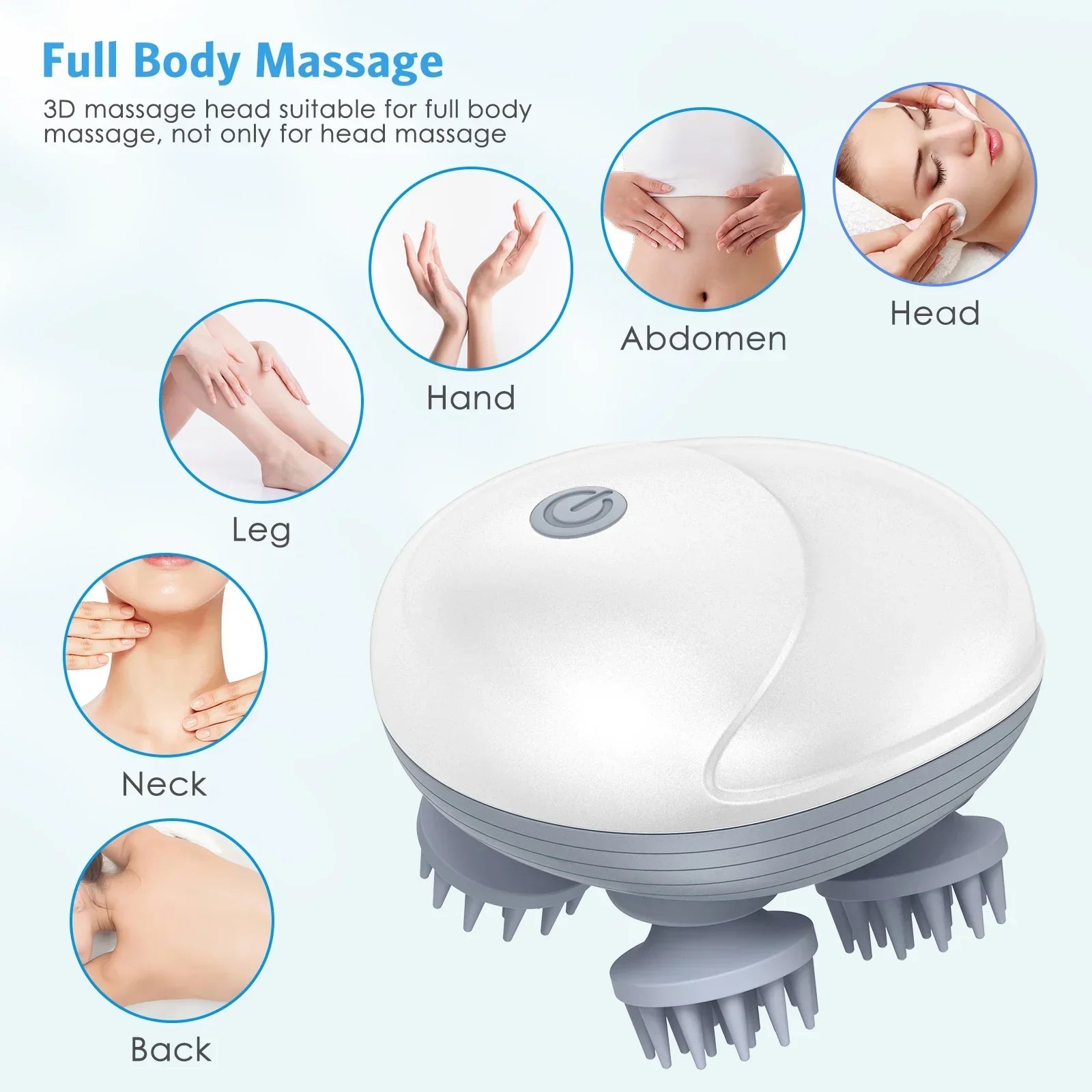 Rechargeable Scalp & Head Massager – Improve Blood Flow, Reduce Stress & Headaches Naturally, Promote Sleep & Hair Growth | 96 Silicon Kneading Points Detachable Head & Waterproof