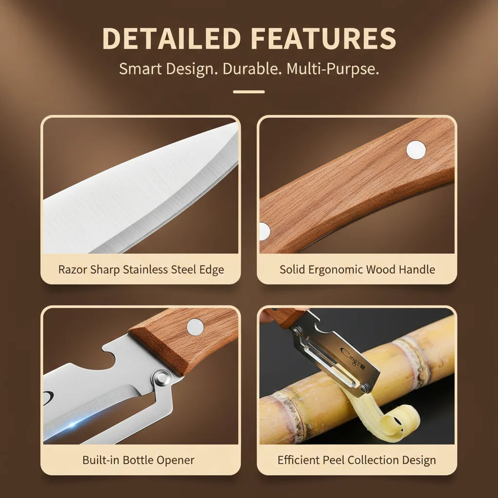 Stainless Steel Kitchen Peeler | Zero-Waste Peeling | Heavy-Duty Performance | Razor-Sharp Peeling + Bottle Opener