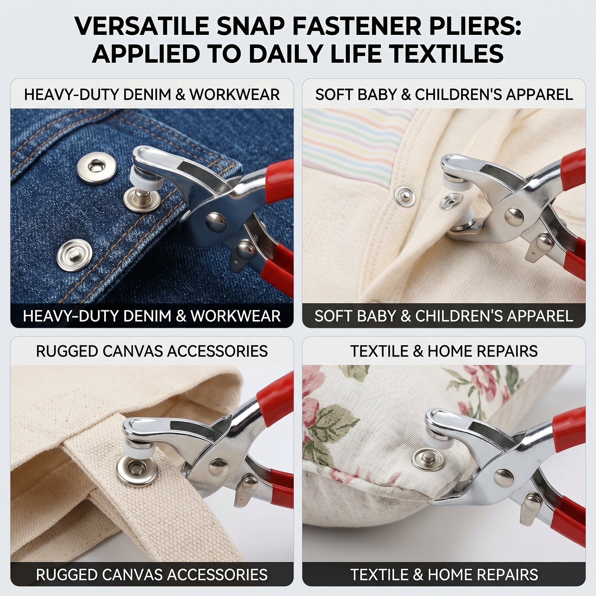 Heavy Duty Snap Button Plier Tool Kit | No-Sew Instant Press Buttons