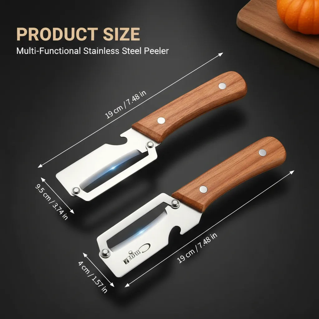 Stainless Steel Kitchen Peeler | Zero-Waste Peeling | Heavy-Duty Performance | Razor-Sharp Peeling + Bottle Opener